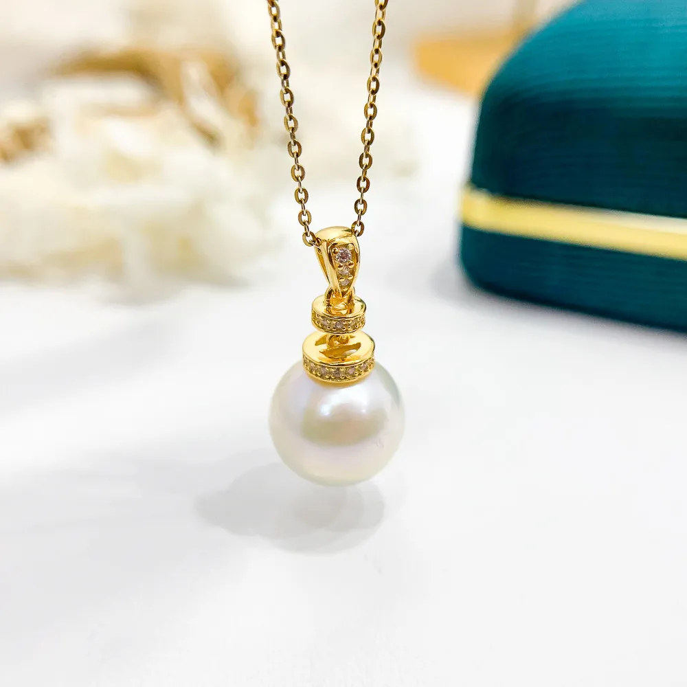 

DIY Pearl Accessories S925 Sterling Silver Pendant with Empty Holder Gold Silver Necklace Pendant for Women with 10-15mm Beads