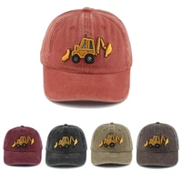 New Washed Cotton Baby Baseball Caps Cartoon Excavator Embroidery Kids Cap Outdoor Summer Snapback Hats For Boys Girls 1