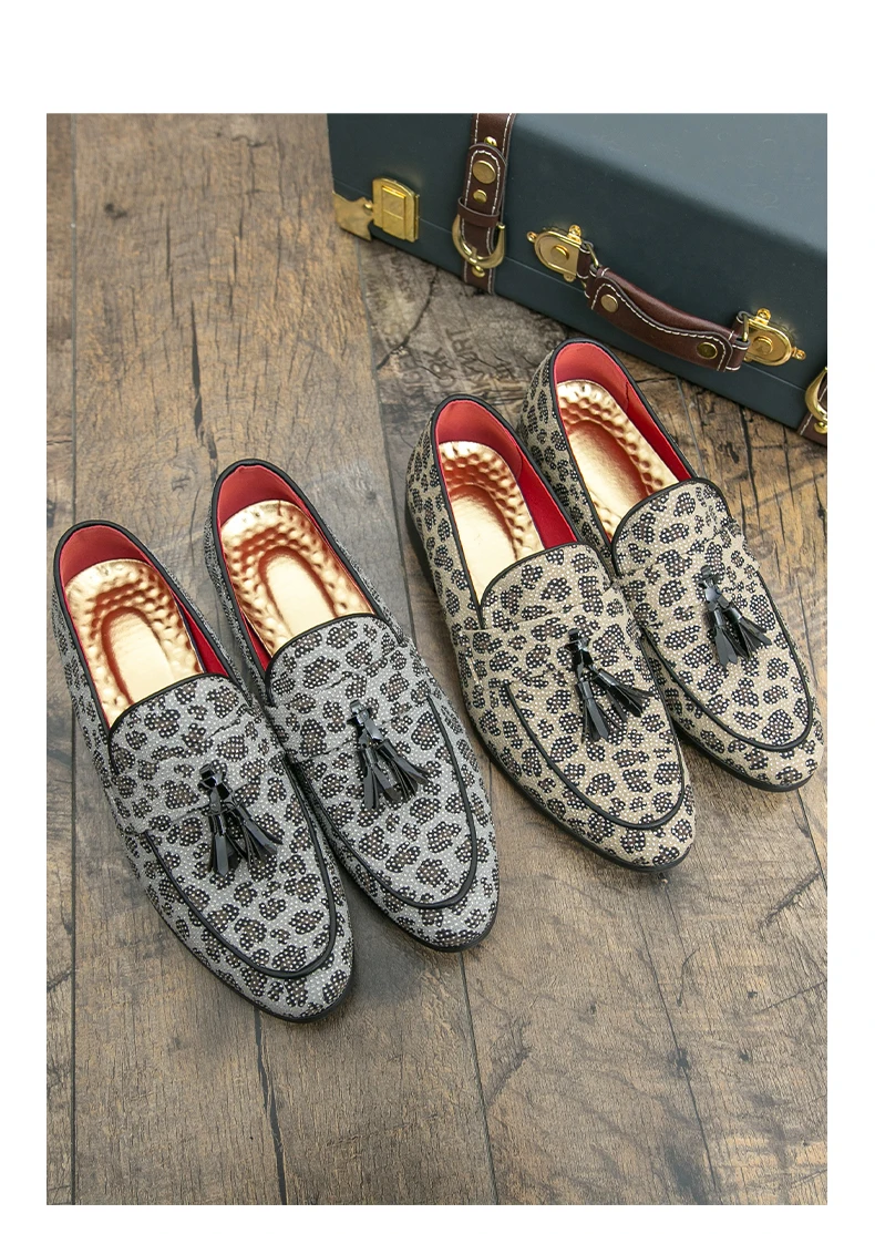 Diamant Leopard Große Größe Loafer Mode Party männer Casual Schuhe Komfortables Fahren Wohnungen Freizeit Männer Loafer Slip auf Mokassins – Detail 5