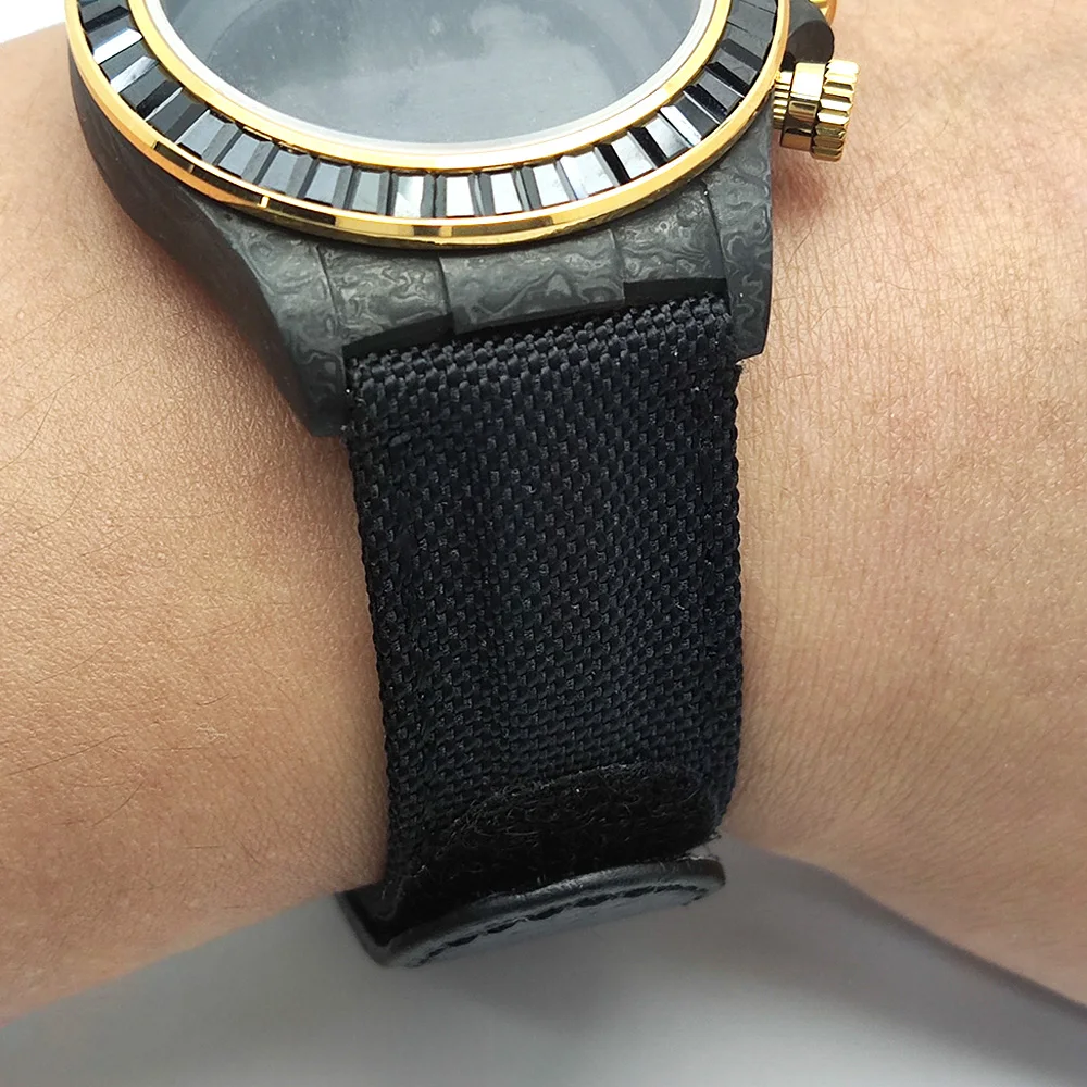 Nylon Velcro Watch Strap with Matching Carbon Fiber Case