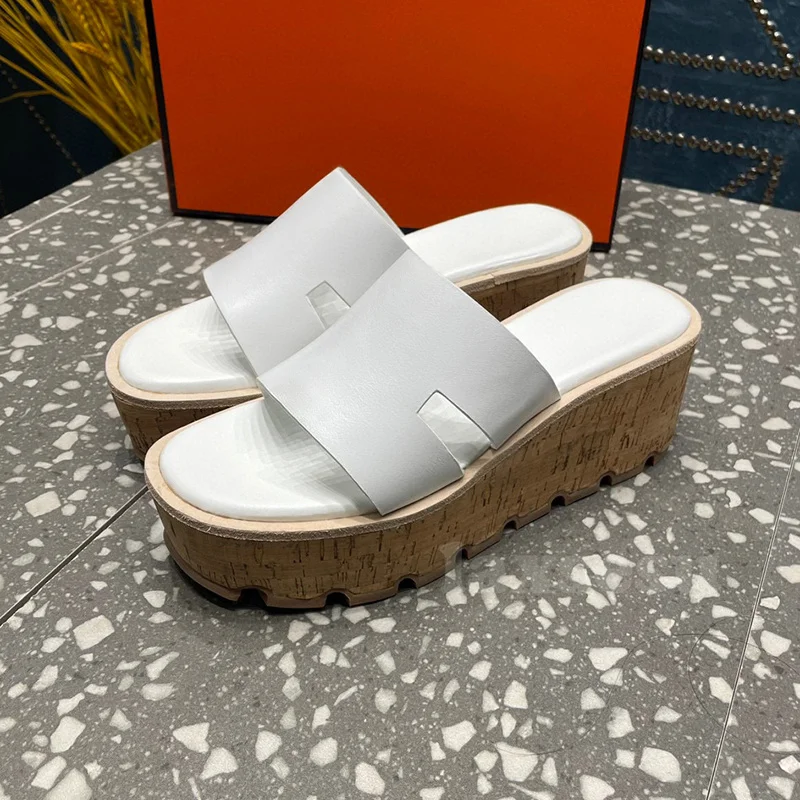 

Female Slippers Summer 2024 Walk Show New Style Round Head Peep Toe Wedges Ladies Shoes Foot Sensation Comfortable Slippers