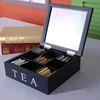 Wood Tea Bag Storage Box With Clear Lid 9 Compartments Square Container Desktop Jewelry Organizer Tea Box Case 1