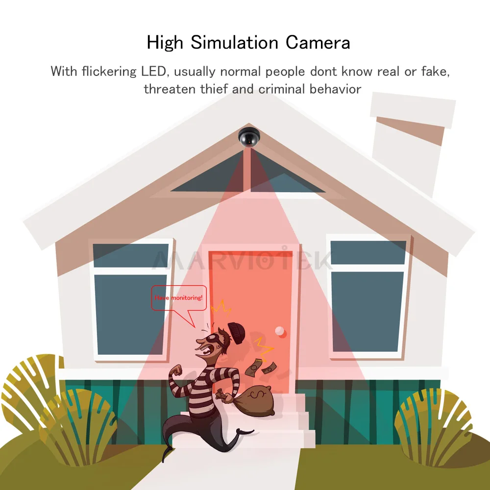 Fake Camera Dummy Surveillance Cameras Home Security Dummy Camera Mini LED Light Fake Dome Simulated Video Surveillance Camera