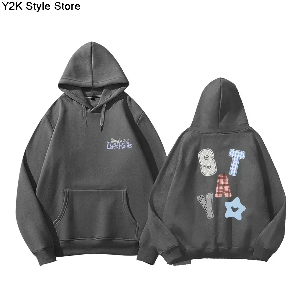 Hoodies STAY In Our Little House Zipper Hoodie Kpop Fashion Star Same Letter Print Sweatshirt High Quality Cotton Thick T Shirt