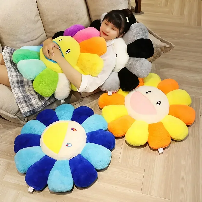 Rainbow Flower Plush Cushion Cute Flower Pillow Sofa Decorative Throw Pillow Luxury Designer Soft Sleeping Bed Back Cushion Gift 4