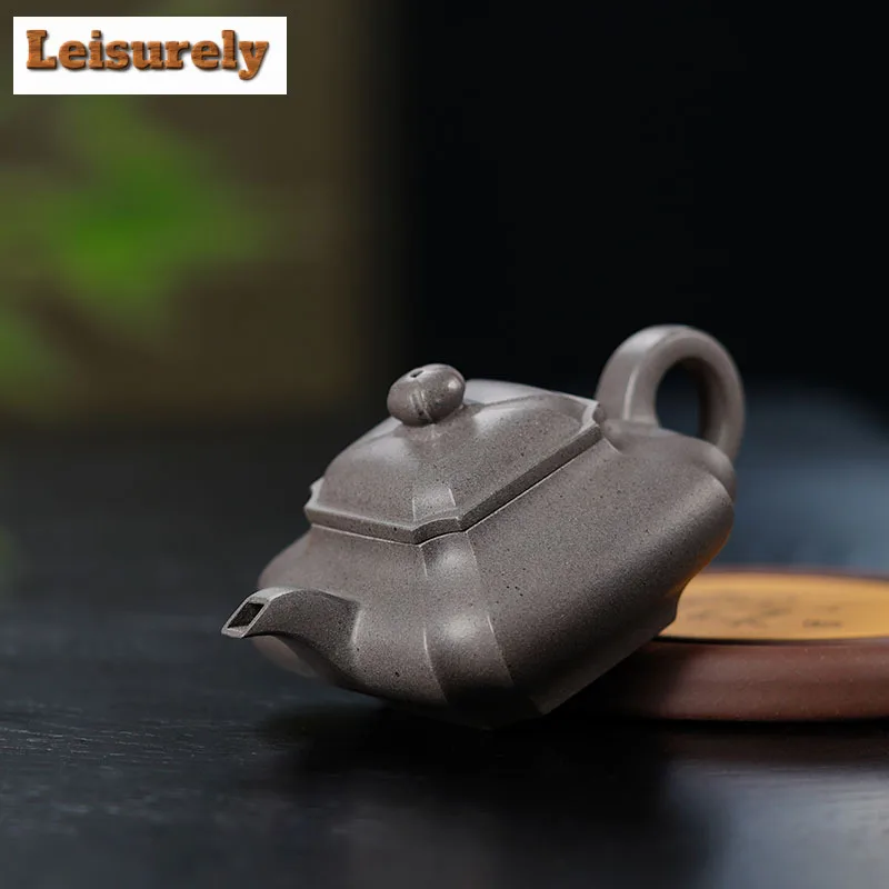 140ml High-end Yixing Purple Clay Teapot Famous Master Handmade Pot Raw Ore Steel Grey Section Mud Tea Maker Kettle Zisha Teaset