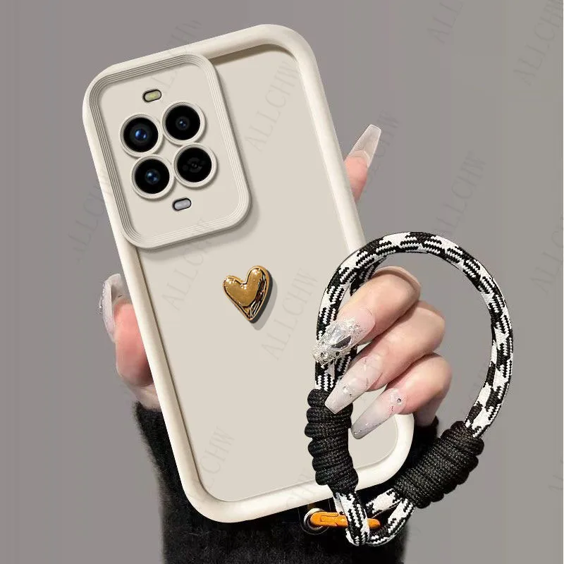 3D Golden Love Hand Strap Back Cover