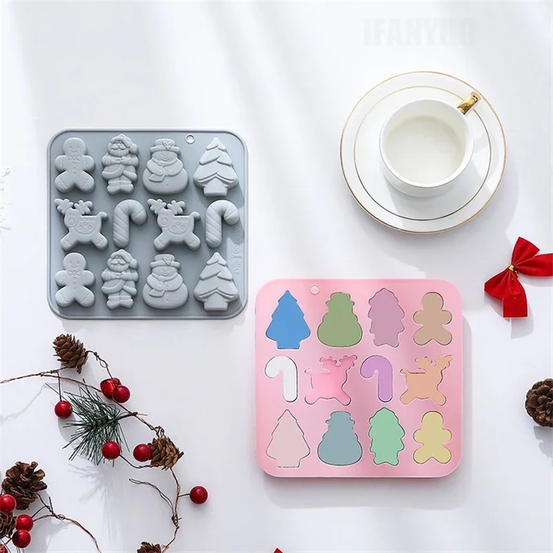 Description Picture 6 of itemChristmas Series Silicone Molds Gingerbread Man Elk Snowman Shape Cupcake Baking Mold Xmas Party Fondant Dessert Decor Tools