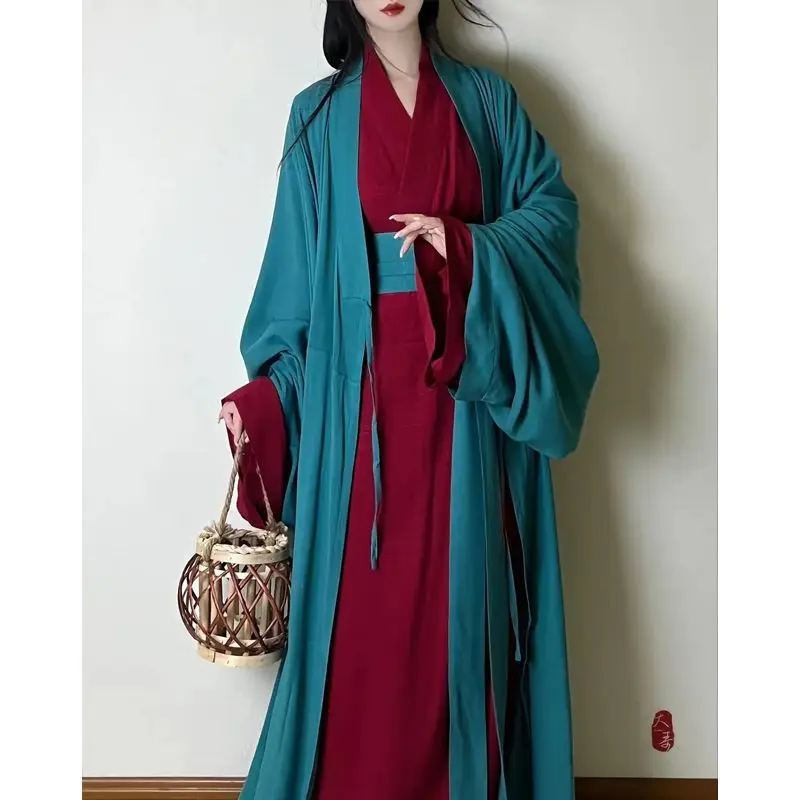 

Yourqipao Chinese Hanfu Dress Women Cosplay Costume 2023 Ancient Traditional Dress Song Dynasty Hanfu Green&Red Dress Plus Size
