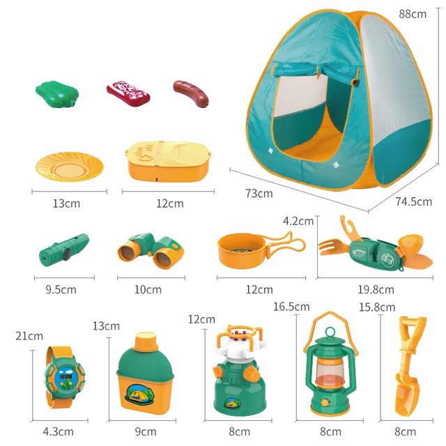 Meland Kids camping Set with Tent 30pcs - Outdoor campfire Toy Set for  Toddlers Kids Boys girls - Pretend Play camp gear