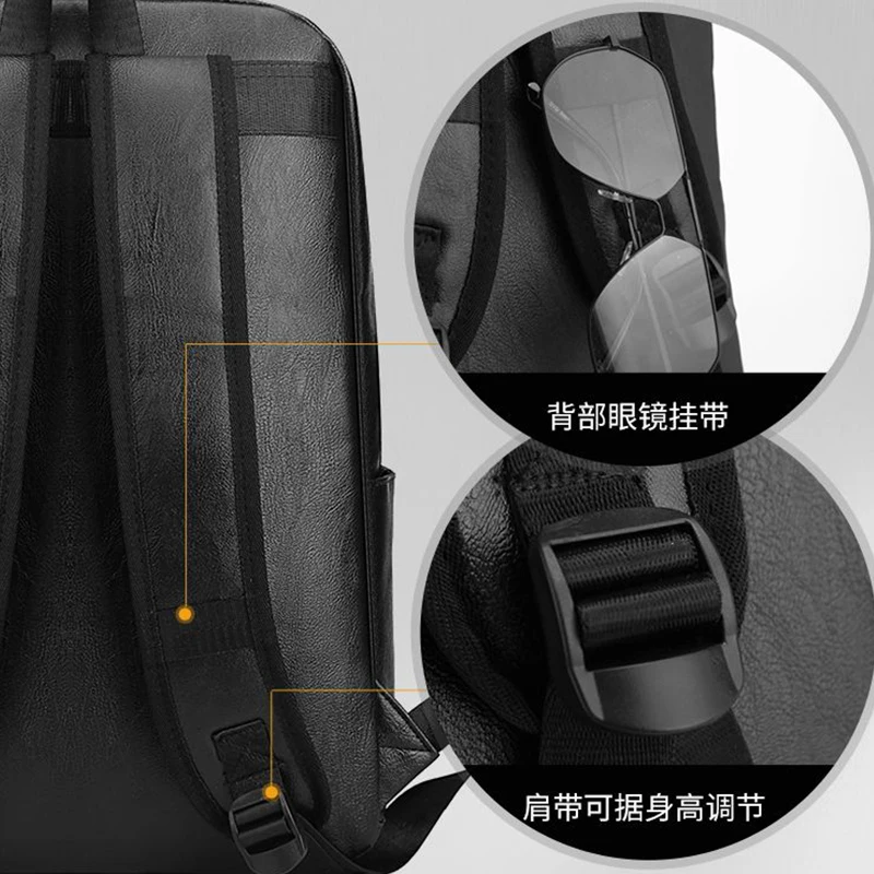 Backpack Retro Computer Travel Large Capacity Campus Leather Business Wear-Resistant