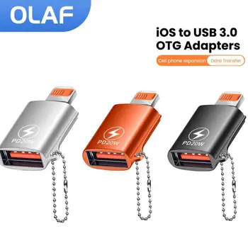아이폰 14, 13, 12 프로 라이트닝 수-USB 3.0 암 고속 충전 어댑터, iOS 아이패드 U 디스크, 맥북용 OTG 어댑터, 20W