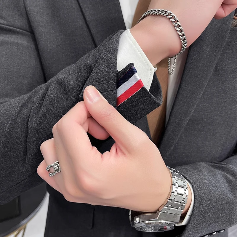 Male Suits (Blazer+Vest+Pants) 2023 New Gray Black Blue Wedding Dress Men Blazer 3 Piece Set Fashion Business Formal Jacket Sets