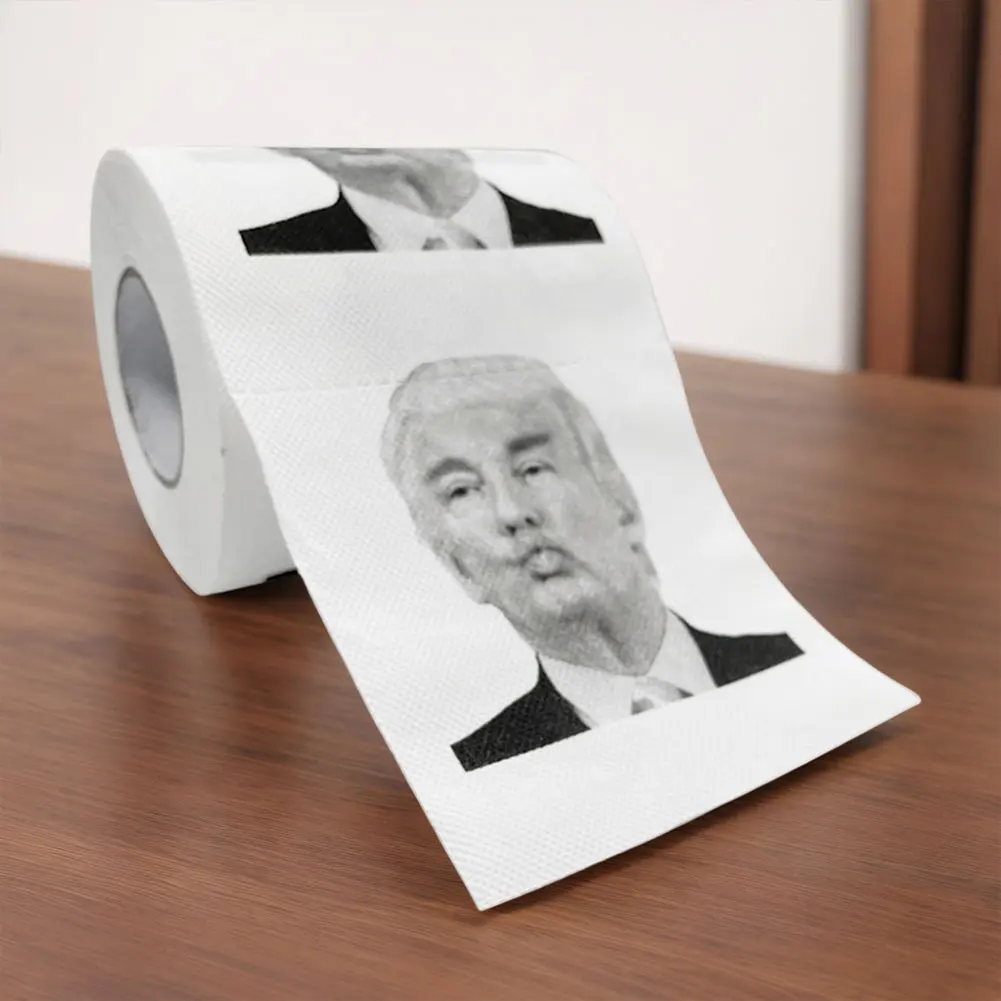 Donald Trump Toilet Paper Roll Tissue Fun Paper Tissue Novelty Toilet Prank Gift Dustless Nontoxic Bathroom