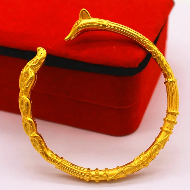 

Fashion improvement gold fox carded open brazelet brass gold plated ladies personality boutique brazelet brazelet jewelry