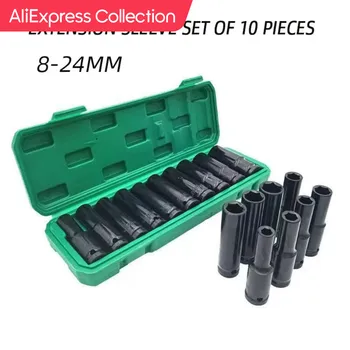 AliExpress Collection 확장 소켓 헤드 전기 소켓 세트, 텔레스코픽 소켓 헤드, 자동차 유지 보수 도구, 육각 익스텐션, 10 개