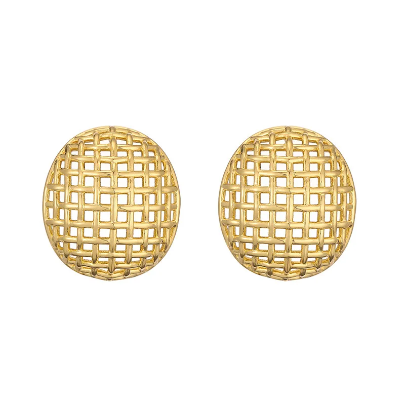 

New Earrings for Women's 18k Gold Plated Crystal Zircon Hollow Round Mesh Earrings Popular Fashion Jewelry Festival Gifts