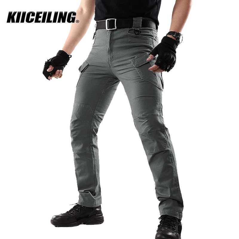 

KIICEILING K7 IX9 Cargo Pants Men 97% Cotton Canvas Stretch Tactical Pants Military Uniform Work Hiking Climbing Trousers Women