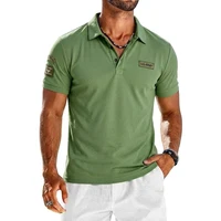 Chemises polo à manches courtes d'été, t-shirts respirants brodés pour hommes, hauts légers à boutons unis pour la gym, chemises de luxe pour hommes 5