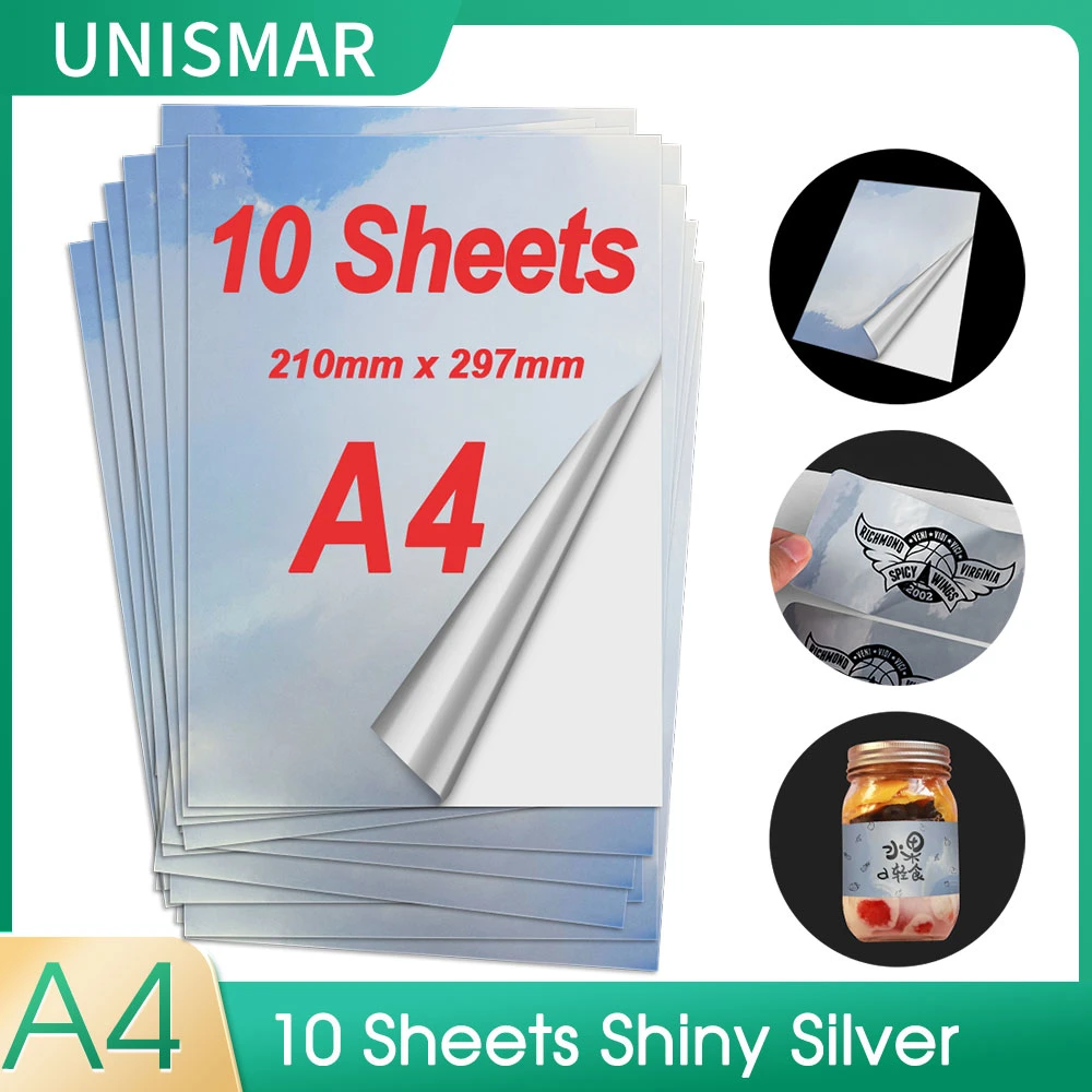 Vellen Shiny Zilver Printable Sticker Papier Zelfklevende Waterdichte A4 Papier Diy Label Werk Voor Inkjet print| | - AliExpress