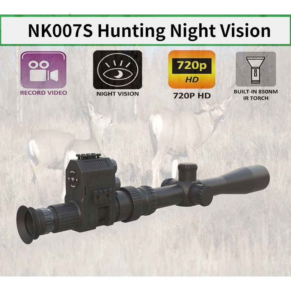 

Новинка 2023, черный охотничий прицел NK007S с ночным видением, оптический прицел, Охотничья камера, запись HD720P с фотографией, лазерный ИК нм