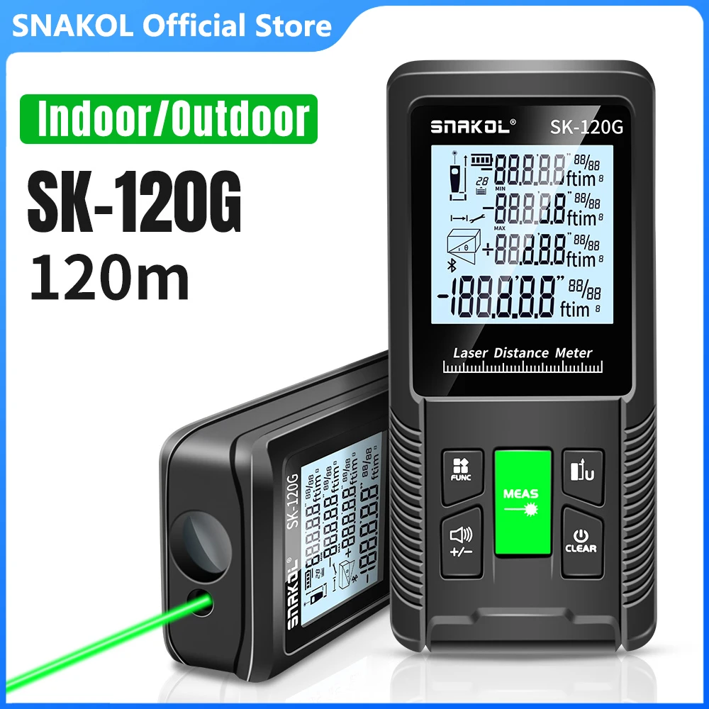 SNAKOL Laser Distance Meter Rangefinder 40m 50m 70m 100m 120m, green red laser tape range finder building electronic ruler tool