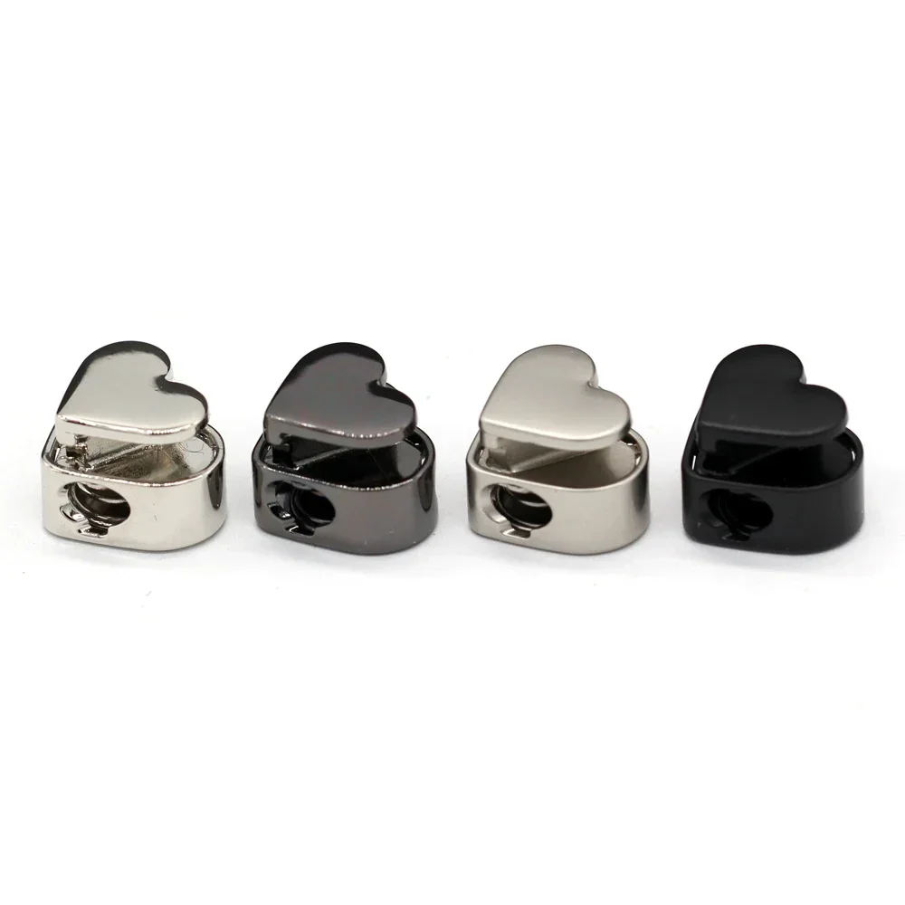 5Pcs Fashion Heart Shape Metal Cord Locks For Clothes Leather Bags DIY