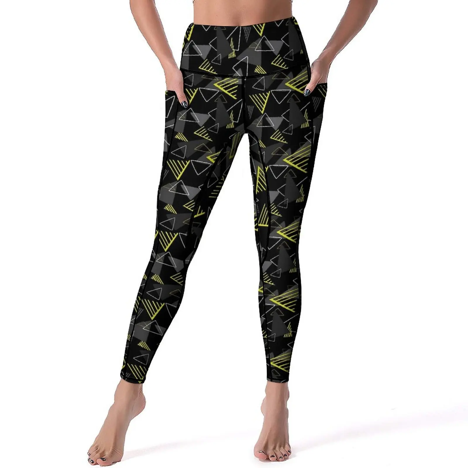 

Modern Geo Print Yoga Pants Lady Memphis Style Leggings Push Up Cute Yoga Legging Elastic Design Running Sport Pants
