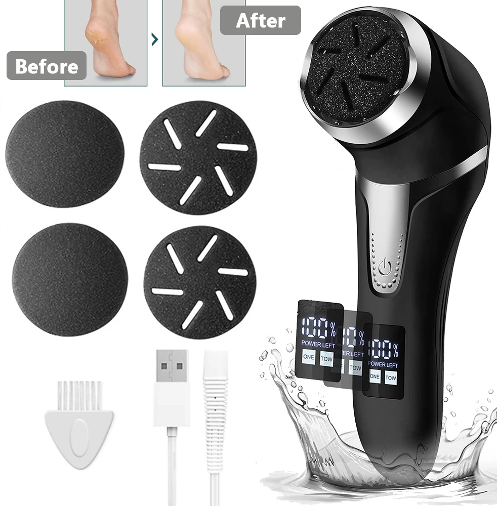 Rechargeable Electric Foot Peeler Pedicure Callus Remover Foot Grinder Calluses Exfoliating Vacuum Cleaner Peeling Machine black
