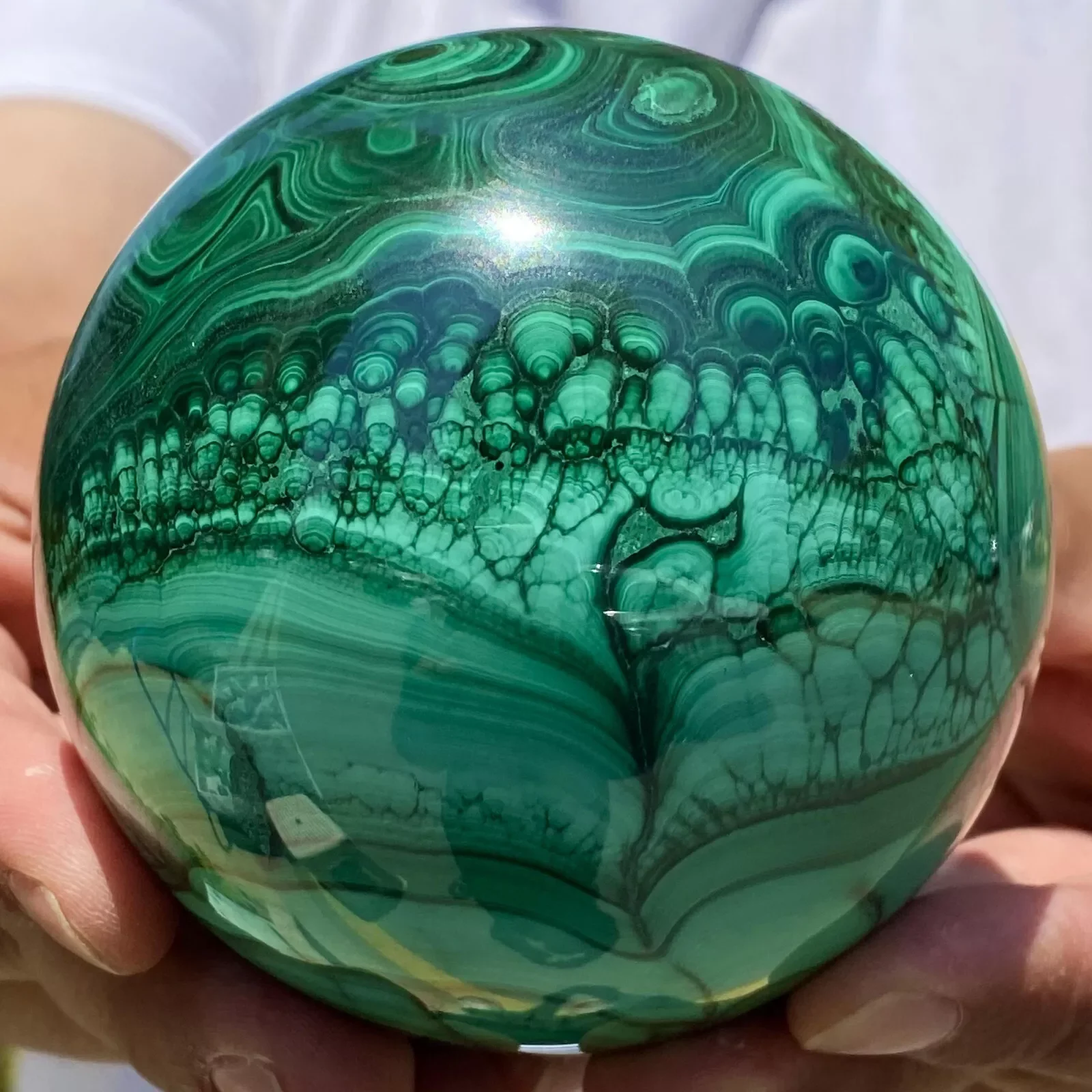 Natural Green Malachite Ball, Quartz Crystal Ore Ball, Mineral Reiki Healing, Wealth, Energy Crystal Ball 4