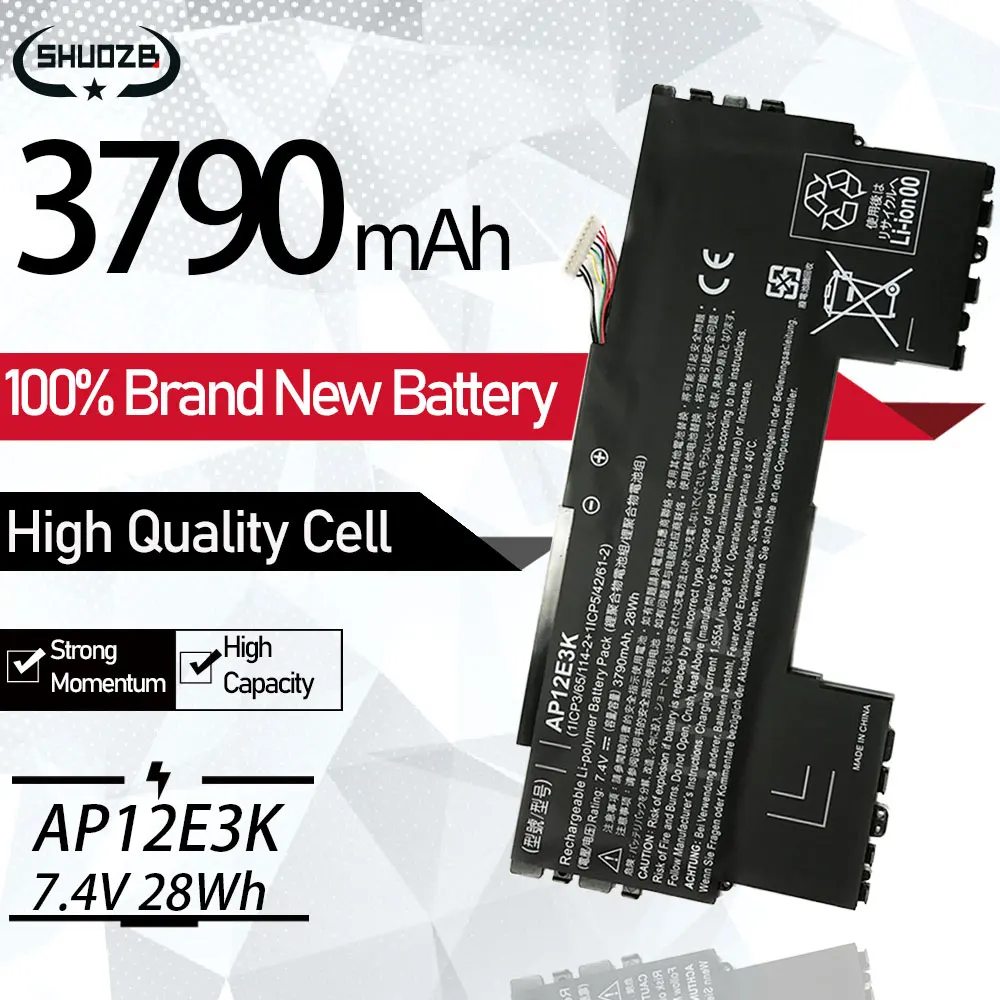 

Новый аккумулятор AP12E3K для ноутбука Acer Aspire S7 S7-191 Ultrabook 11 дюймов 1/CP3/65/114-2 1/CP5/42/61-2 AP12E3K 7,4 в 28 Вт/ч 3790 мАч