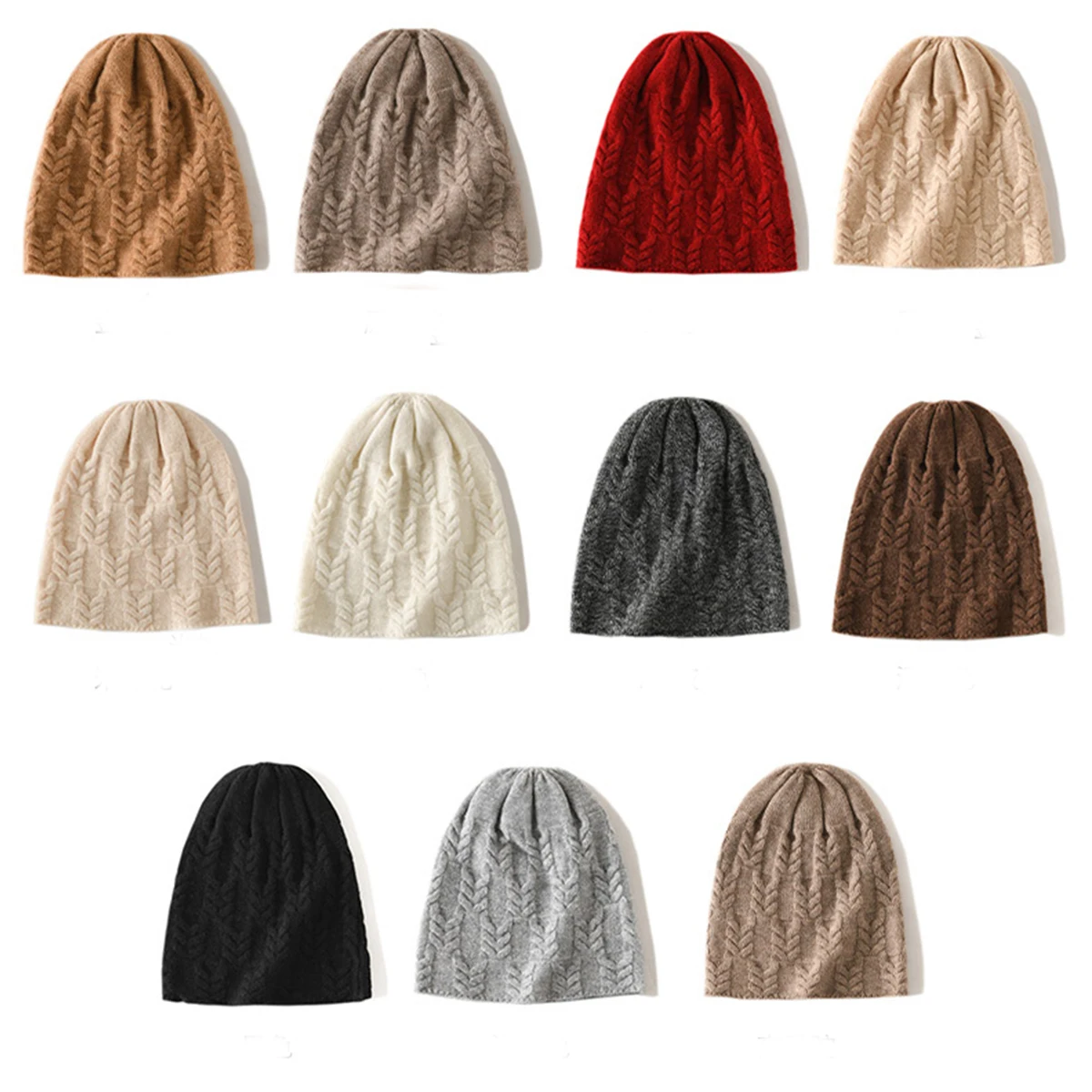 100% Goat Cashmere Knitted Beanies for Women Winter Warm Soft Skullies Hat For Girl Gorros Autumn y2k Fashion Korea Bonnet Cap 6