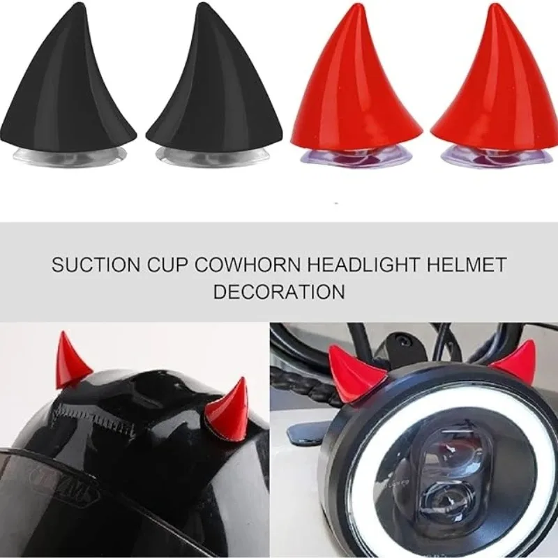 1-4 Pairs of Motorbike Helmets Male and Female Models Devil Horns Decoration E-bike Helmets Suction Cup Decoration