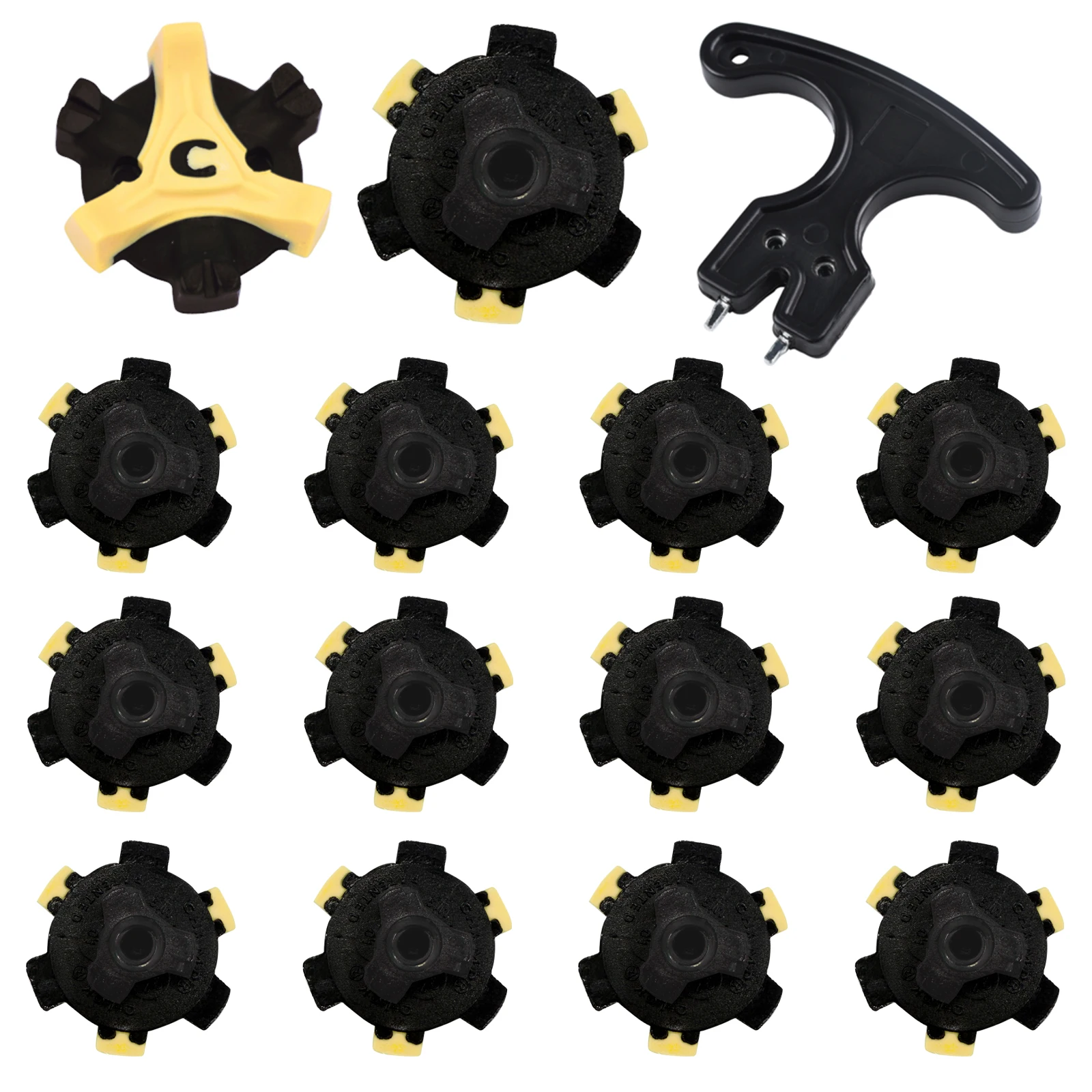 14개의 삼각형 골프화 스터드, 렌치로 빠르게 조절 가능한 내구성 있는 골프화 액세서리 교체품, 남녀 모두에게 적합