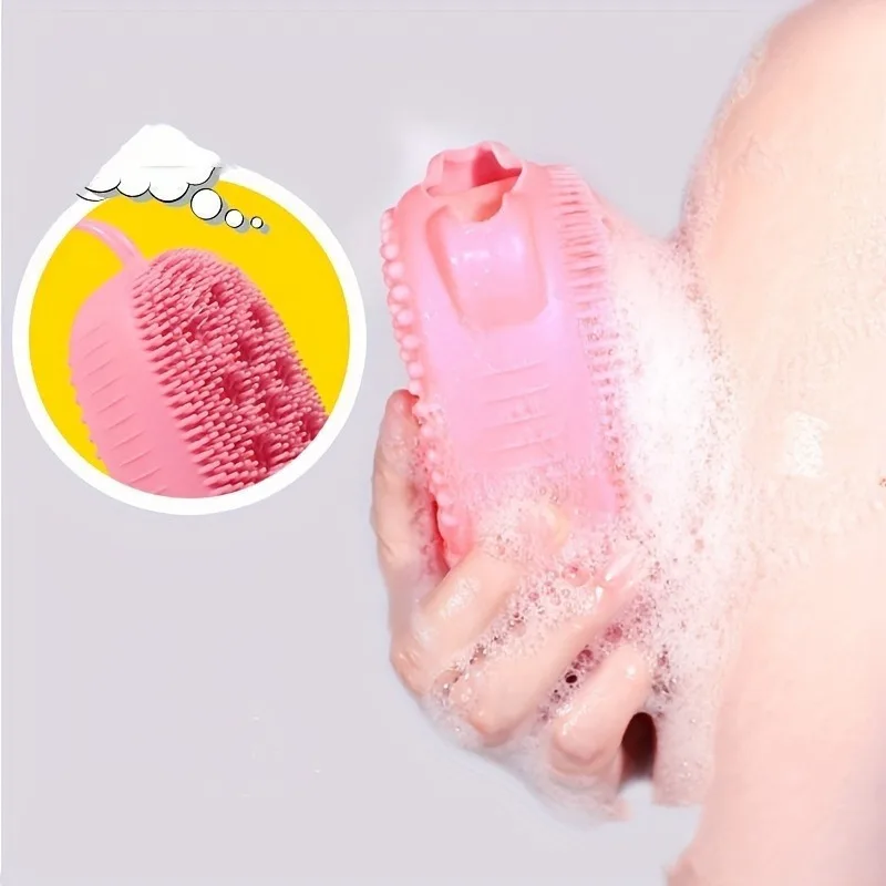 1pc Double sided soft touch silicone shower brush - a gentle exfoliating agent used for refreshing skin and soft massage 2