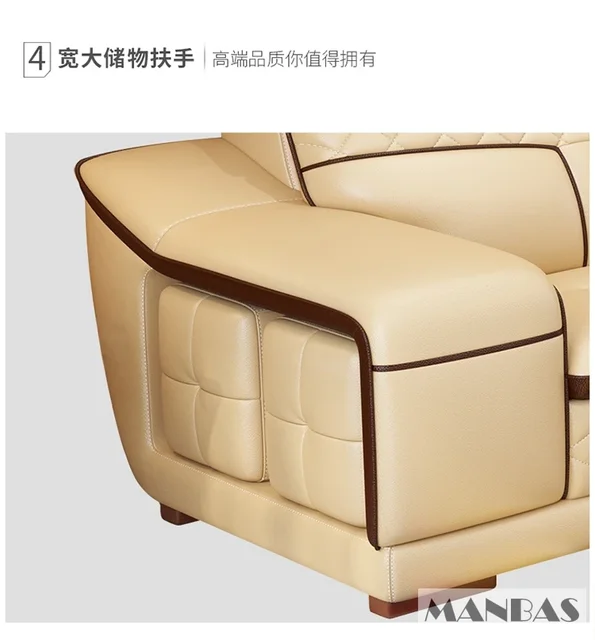 Linlamlim Living Room Italian Leather Couches | Luxury L-Shaped Genuine Leather Sectional Sofa Sets with USB, Bluetooth Speaker 6