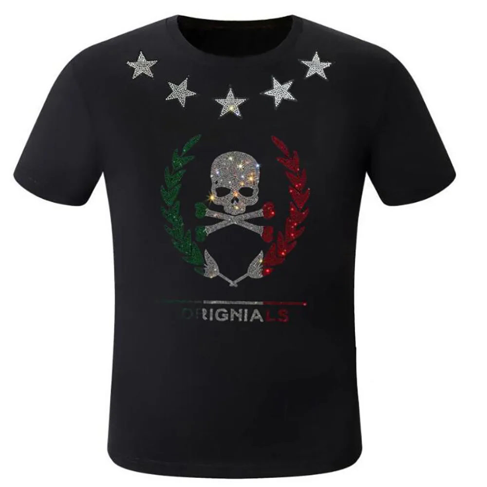 

Fashion Streetwear Rhinestones Clothes Dropshipping Men Tees Women's T-shirt Pullover Hip Hop