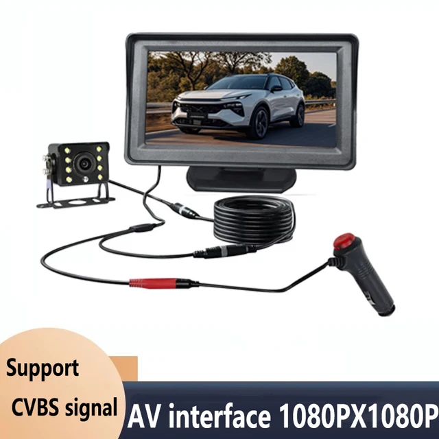 Simple installation of 4.3-inch 5-inch car monitor reversing image camera forward-looking rear-looking 12-24V universal