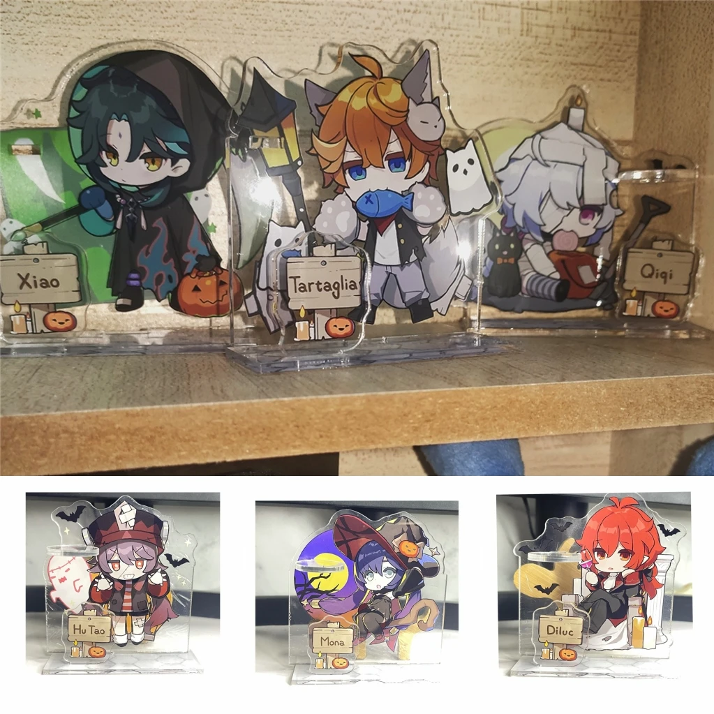 

Game Genshin Impact Zhongli Diluc Venti Qiqi Xiao Hu Tao Tartaglia Cosplay Acrylic Pen Holder Stand Standing Desk Decor Gifts