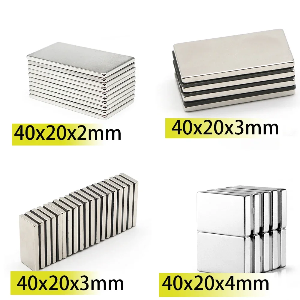 

40x20x2 40x20x3 40x20x4 40x20x5 N35 NdFeB Block Neodymium 40x20 Magnet Super Strong Permanent Magnetic Bar Search magnets