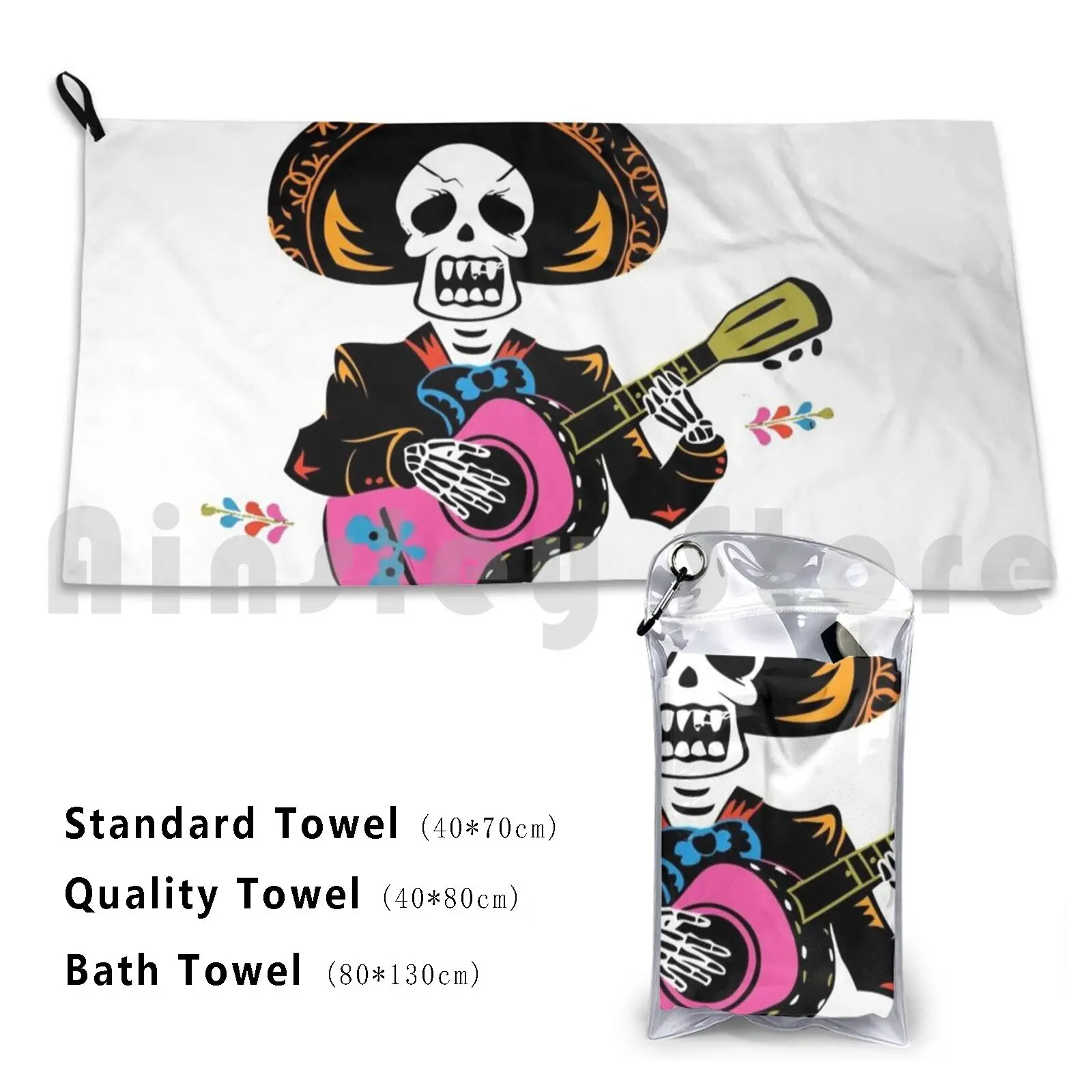 Mariachi Coco Bath Towel Beach Cushion Coconut Films Movie Mexico Mariachi Colors Skull Mexican Skull Dead Music