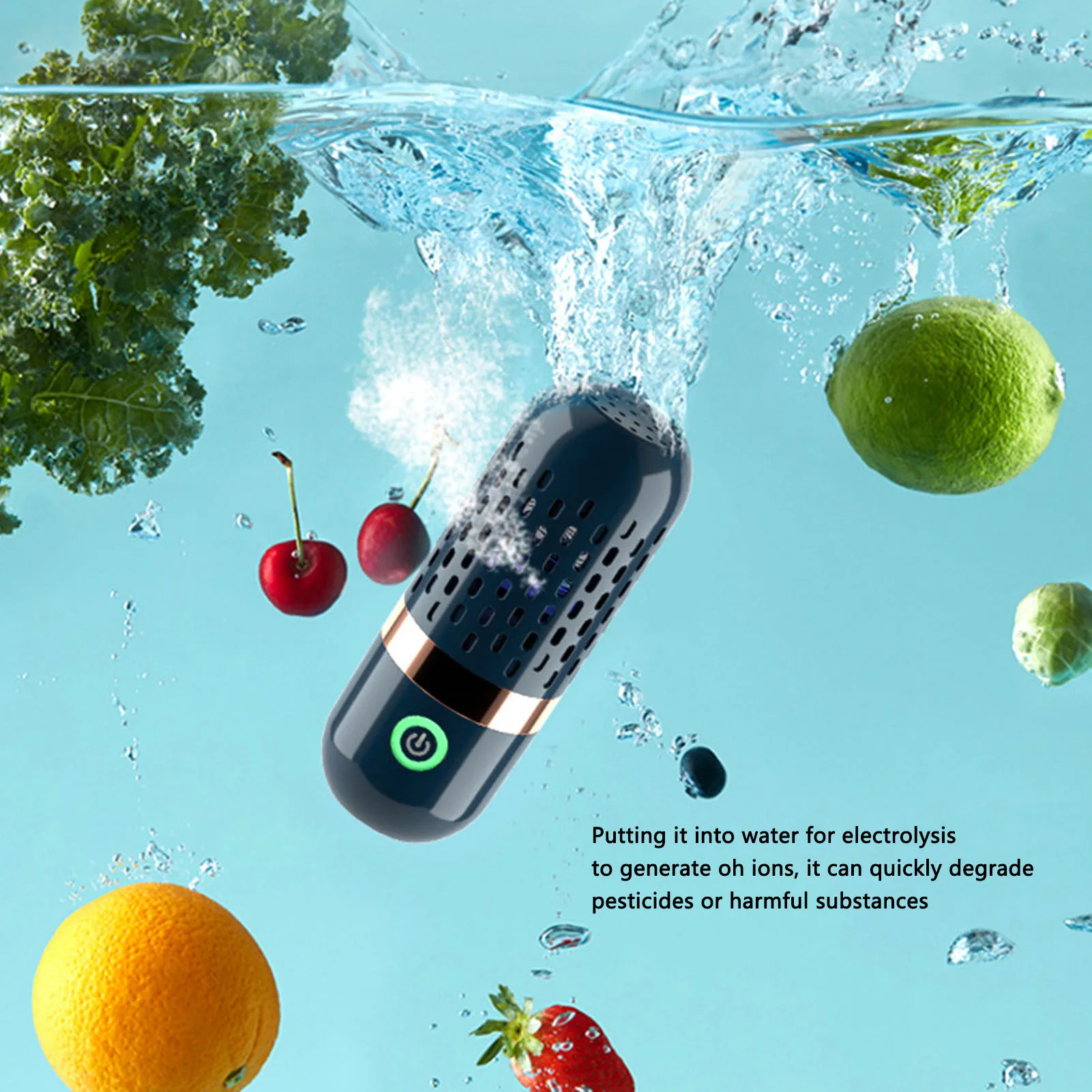 Fruit Vegetable Cleaning Machine Multifunction Food Purifier Capsule Shape IPX7 Waterproof Food Grade Flexible for Traveling 4