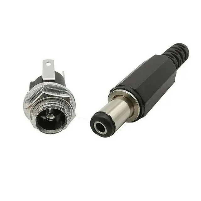 Connettori DC 5.5x2.1mm Connettori DC Alimentazione 5.5x2.1mm - 2 Pezzi, Maschio E Femmina, Per LED, Alimentatori, Cavi Di Ricarica Connettori Spinotto 5.5mm 2 Pezzi