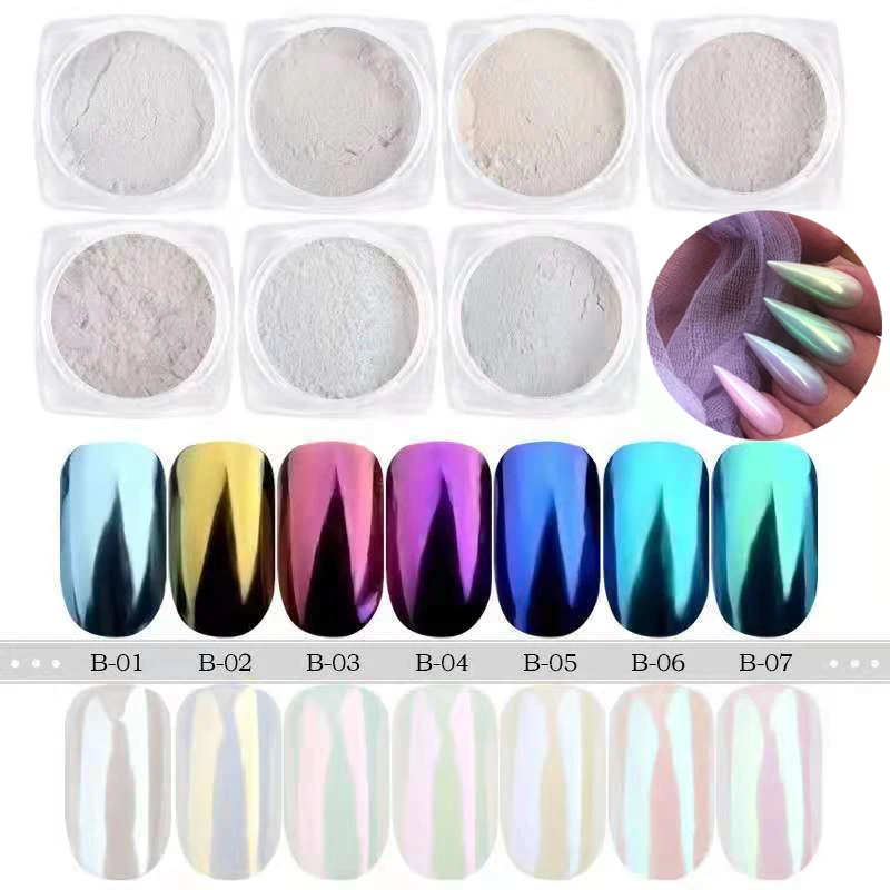 

1-Jar Aurora Mirror Pigment Nail Fairy Glitter Powder Holographic Nail Art Dust Manicure Gel Polish White Chrome Nail Powders //
