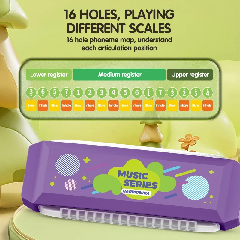Children's Toy Cartoon Crab Mini Harmonica with Led Light Mouth Organ Baby Early Education Musical Instrument Toys for Kids Gift 3