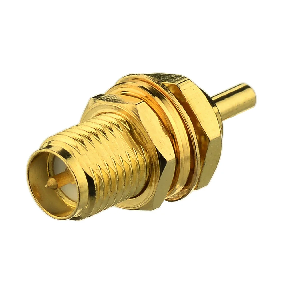 

Superbat 10pcs RP-SMA Solder Female(male pin) Bulkhead Connector for Cable RG178,1.13mm,1.37mm