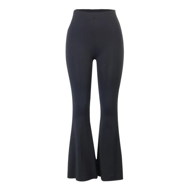 Women 2023 High Waist Skinny Flare Pants All-Match Y2k Black Solid Ruched Back Femme Spring Indie New Slim Fit Stretchy Trousers