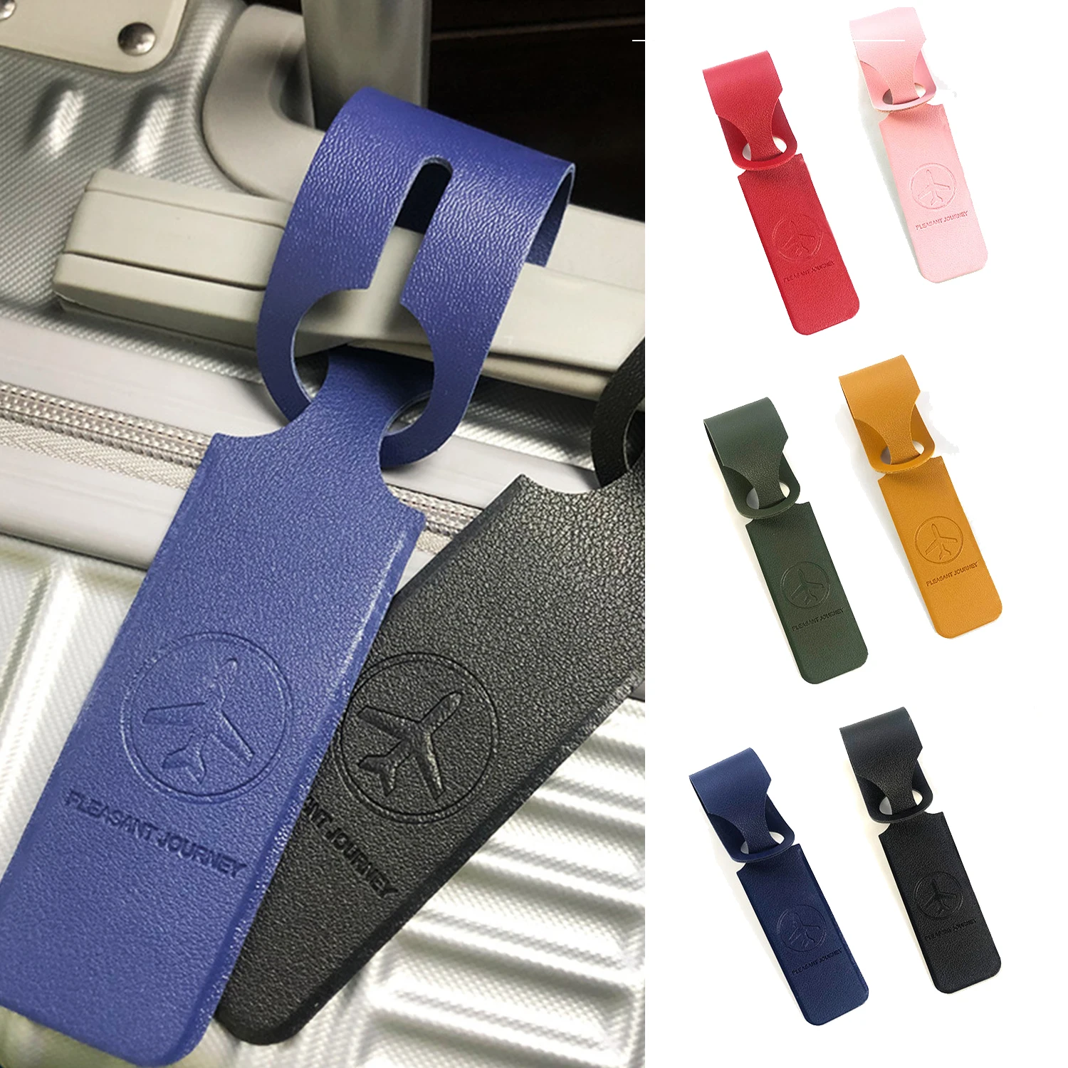 

1PC Women Men PU Leather Luggage Tag Suitcase Identifier Label Baggage Boarding Bag Tag Name ID Address Holder Travel Accessorie