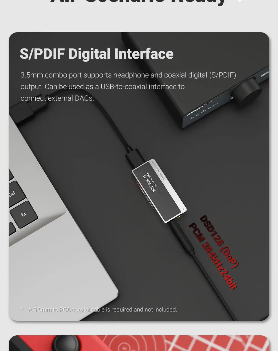 AIYIMA H4 HIFI Tragbarer Kopfhörerverstärker USB DAC AMP ES9039Q2M PCM768 DSD512 4,4mm symmetrischer/3,5mm Klinkenausgang OLED-Display – Detail 13
