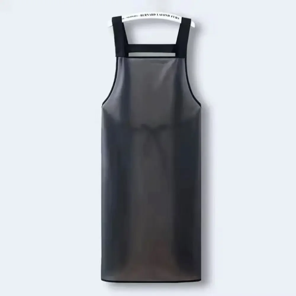 Waterproof Oil-Resistant Transparent Black Kitchen Apron